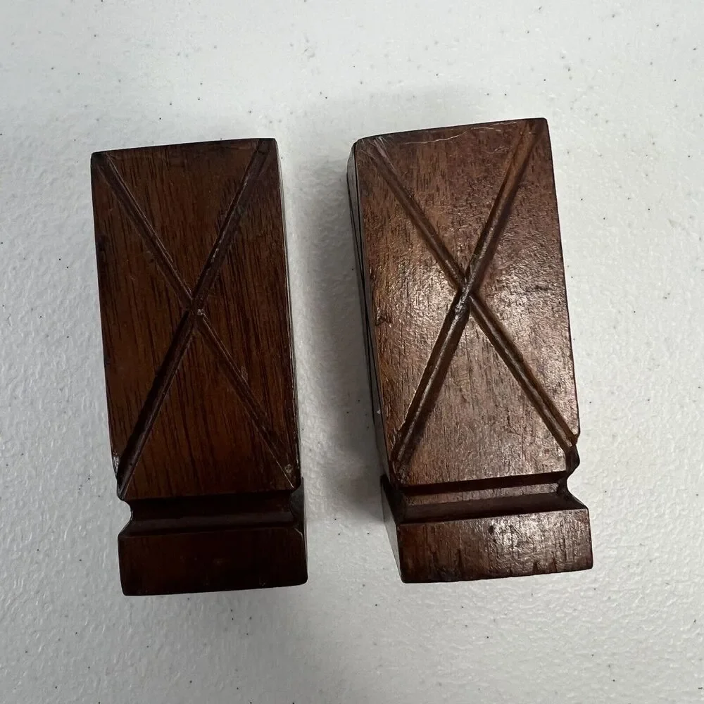 Vintage Wooden MCM Mid Century Modern Salt And Pepper Shakers Square Wood Rustic